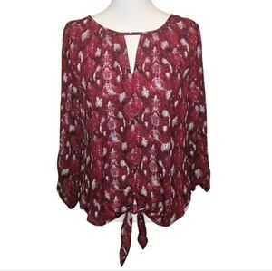 NWOT West Kei Tie Front Top Red, Gray & Black Size XS